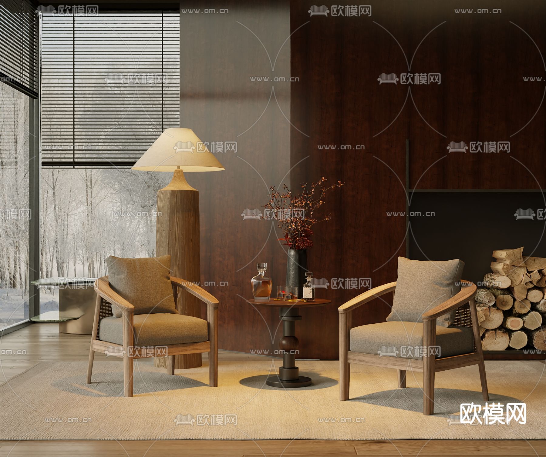 侘寂风椅子 休闲椅3d模型下载