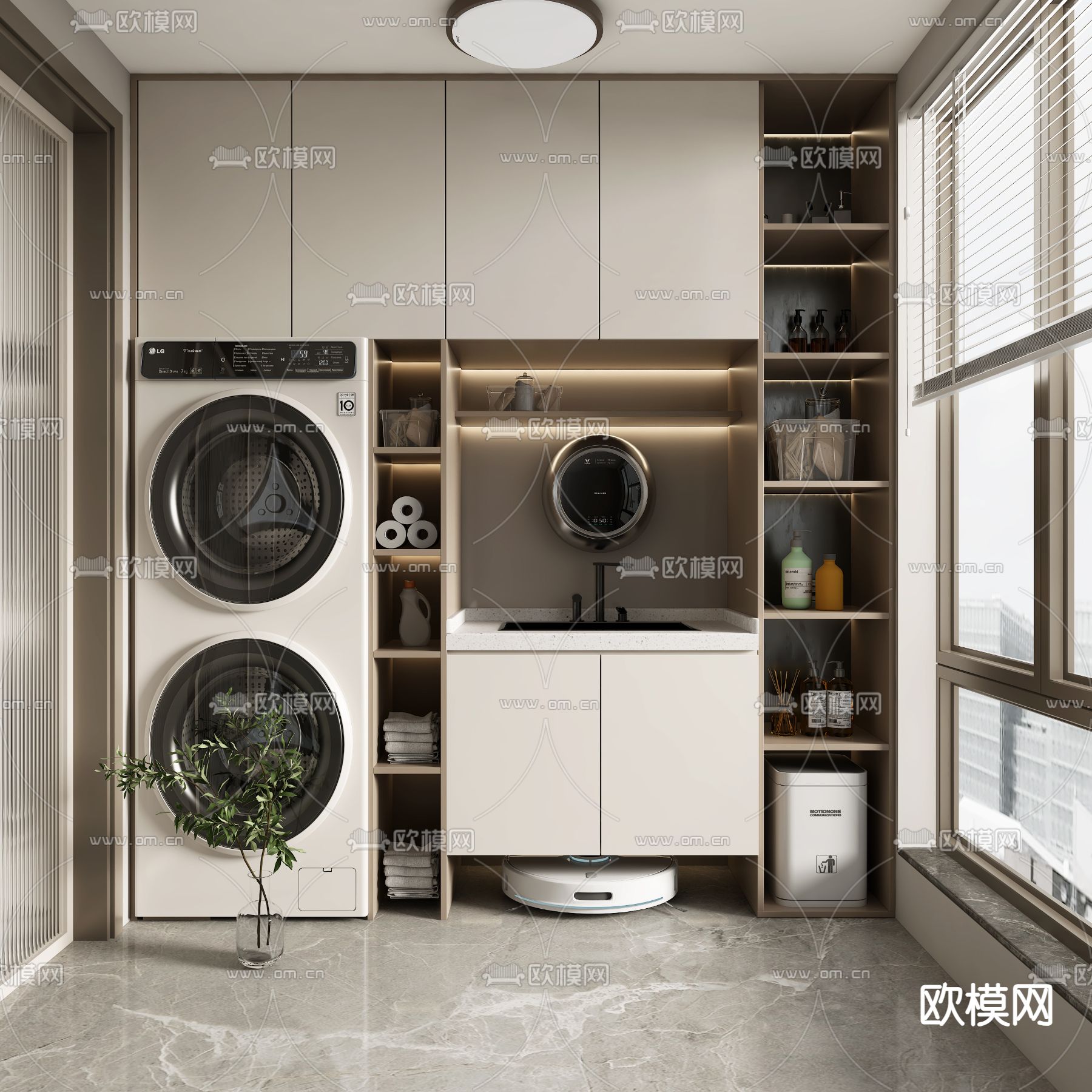 现代阳台柜 洗衣机柜3d模型下载