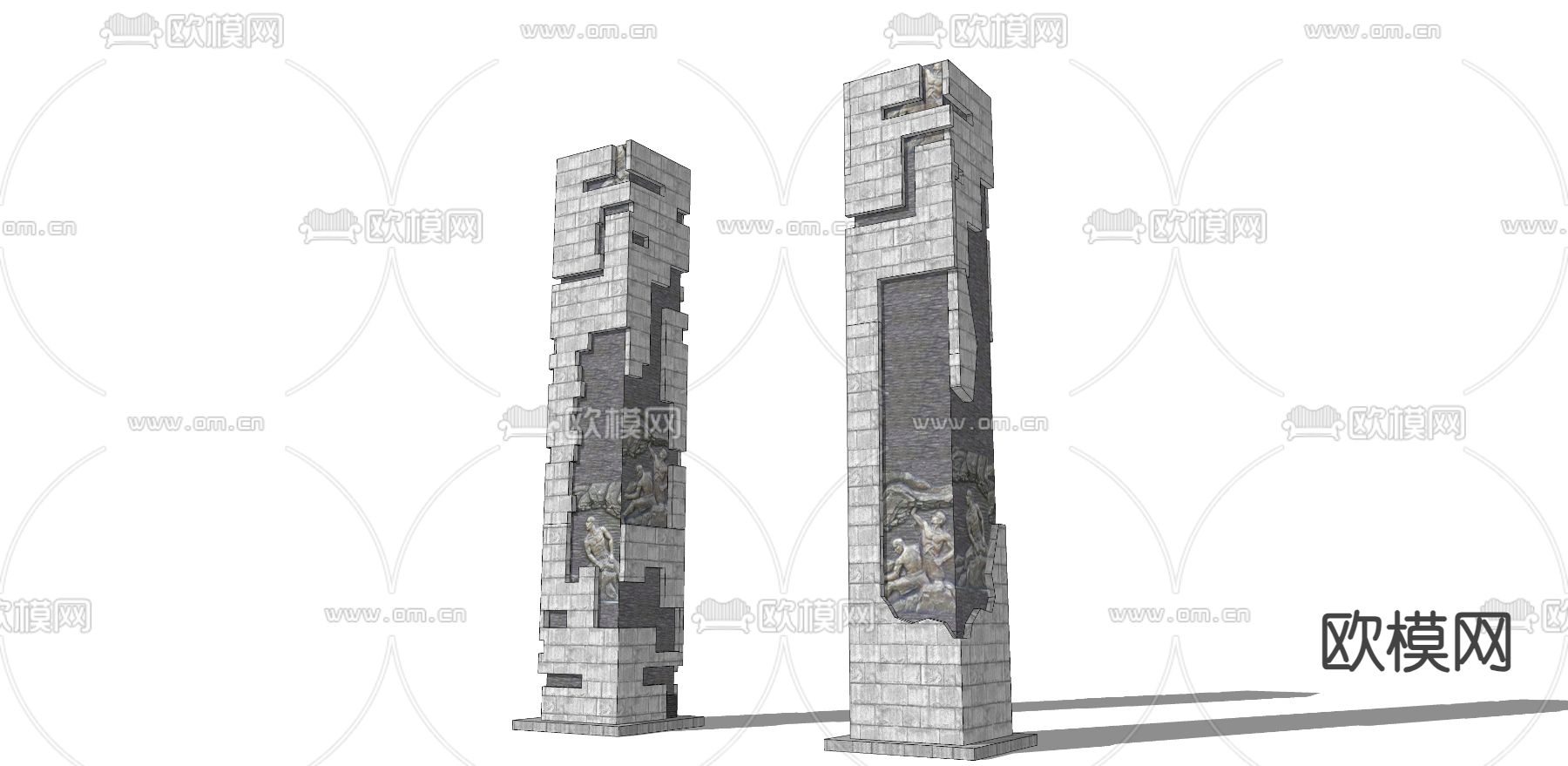 景观柱子 景观小品su模型下载
