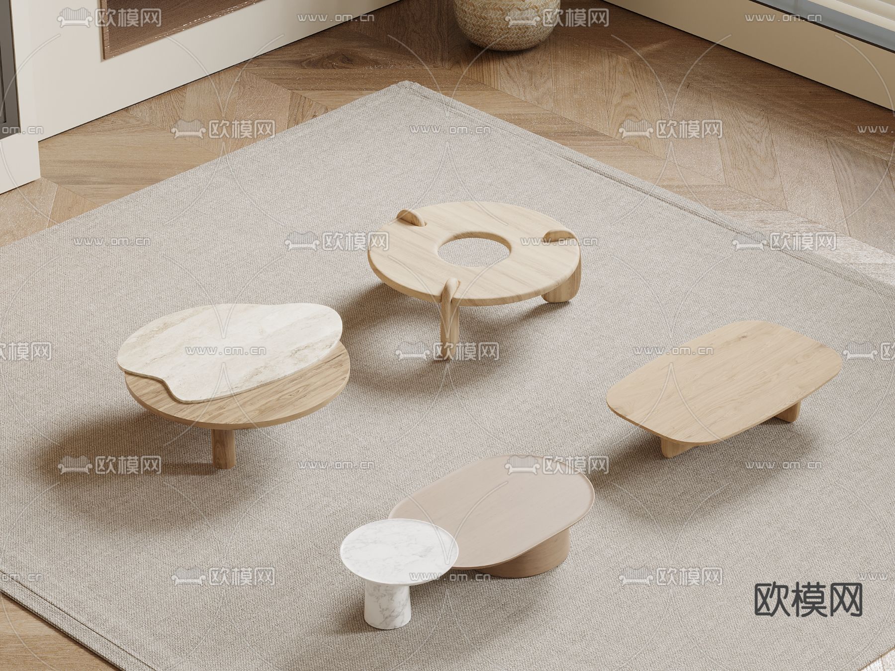 北欧茶几su模型下载（渲染图2）
