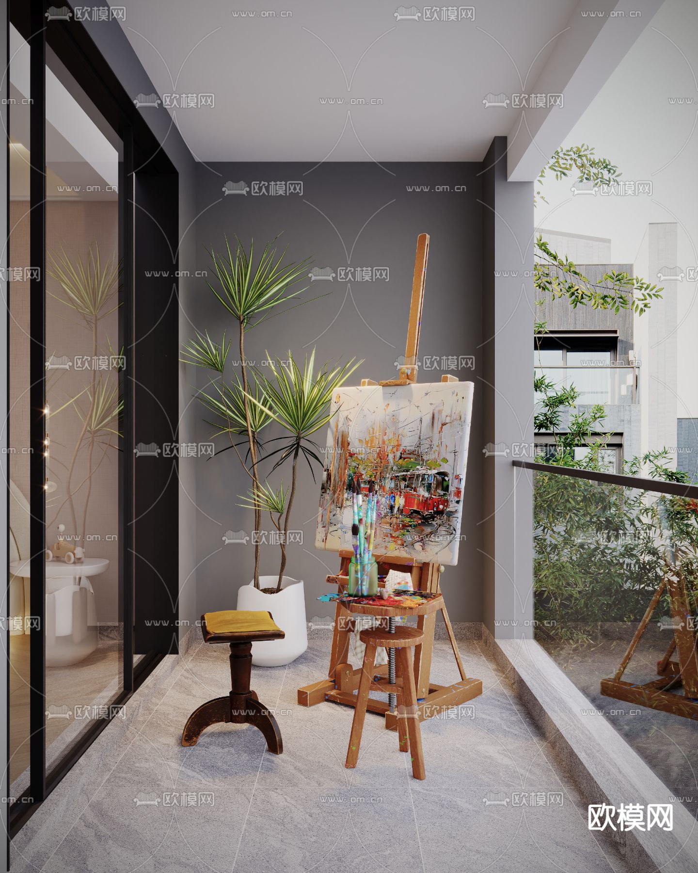 艺术阳台 休闲阳台3d模型下载