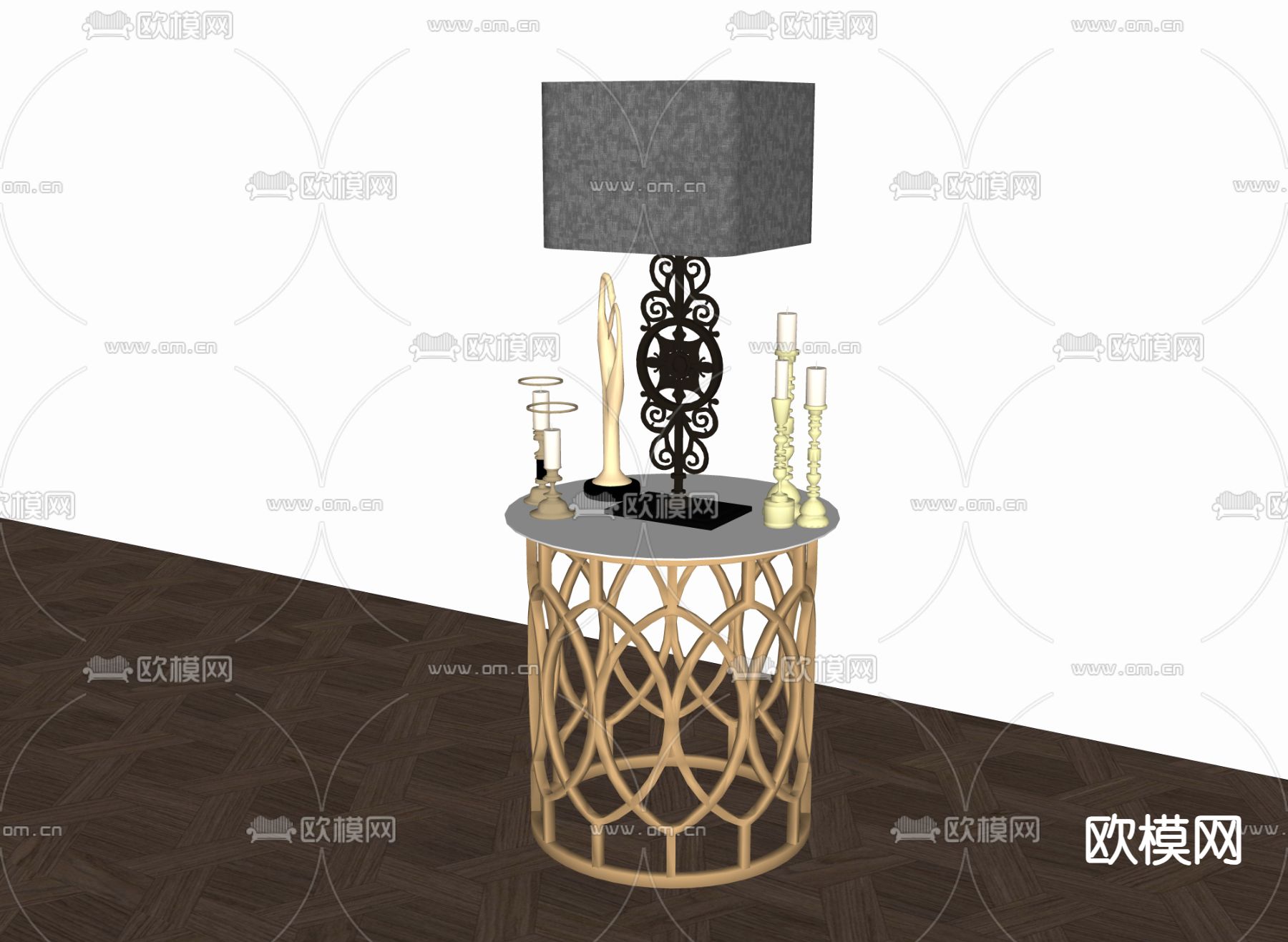 欧式边几su模型下载（渲染图1）