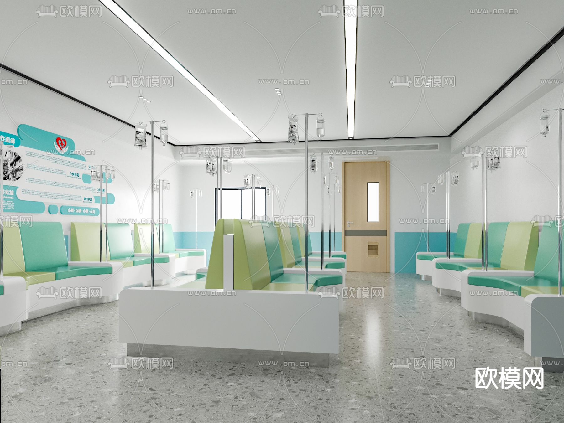 现代医院输液室su模型下载（渲染图2）