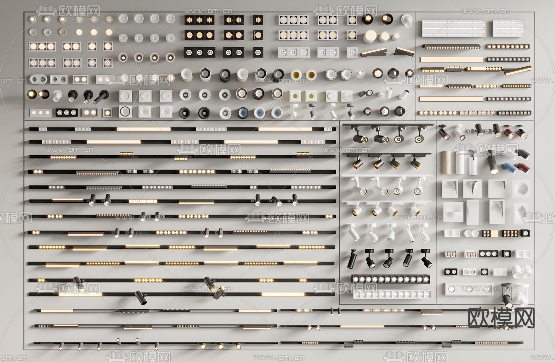筒灯射灯 磁吸轨道灯3d模型下载