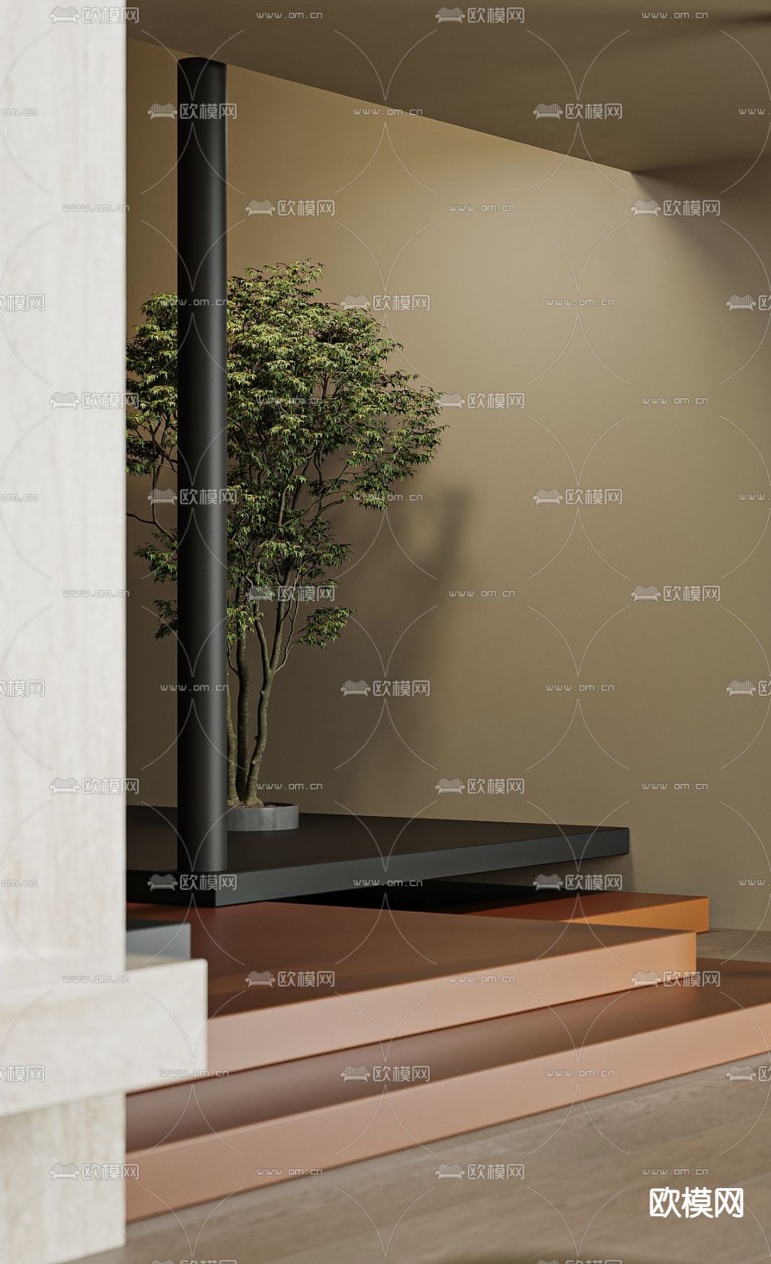 轻奢别墅大堂3d模型下载（渲染图3）