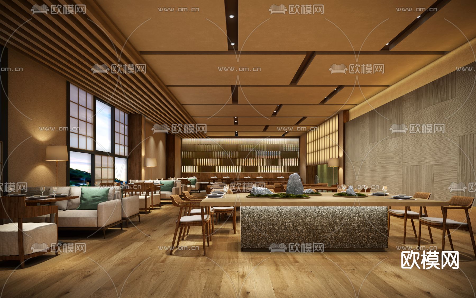 中式中餐厅3d模型下载