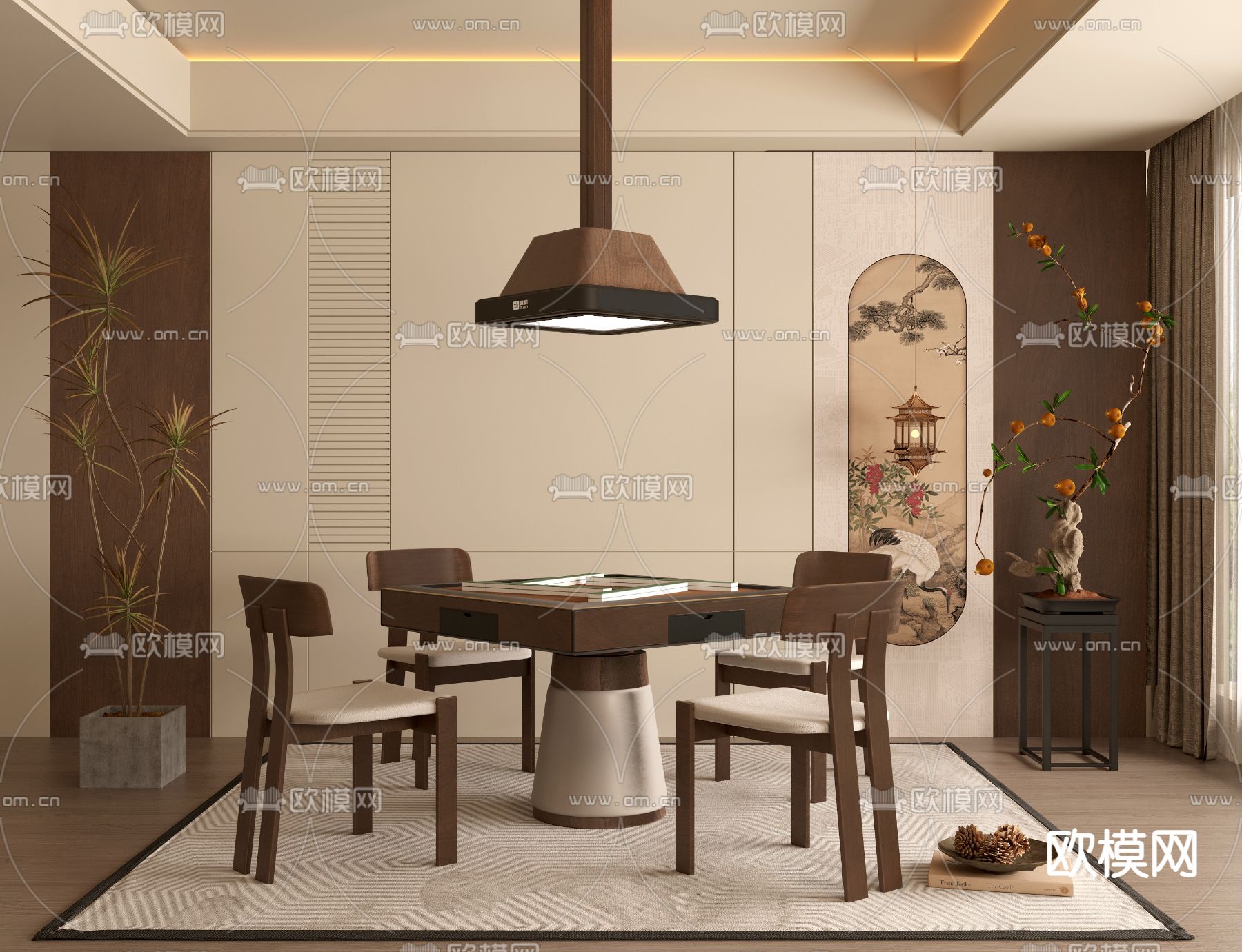 新中式棋牌室3d模型下载