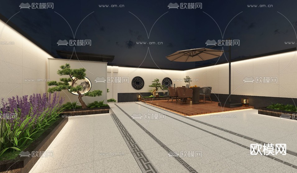现代庭院免费3d模型下载_ID15335094_3dmax免费模型-欧模网