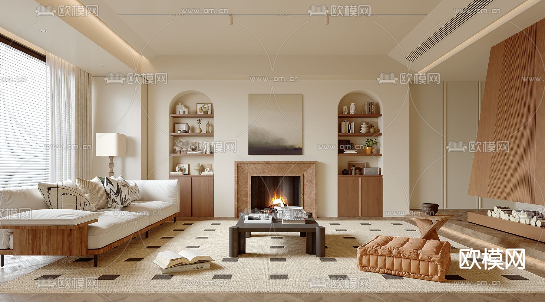 中古风客厅3d模型下载