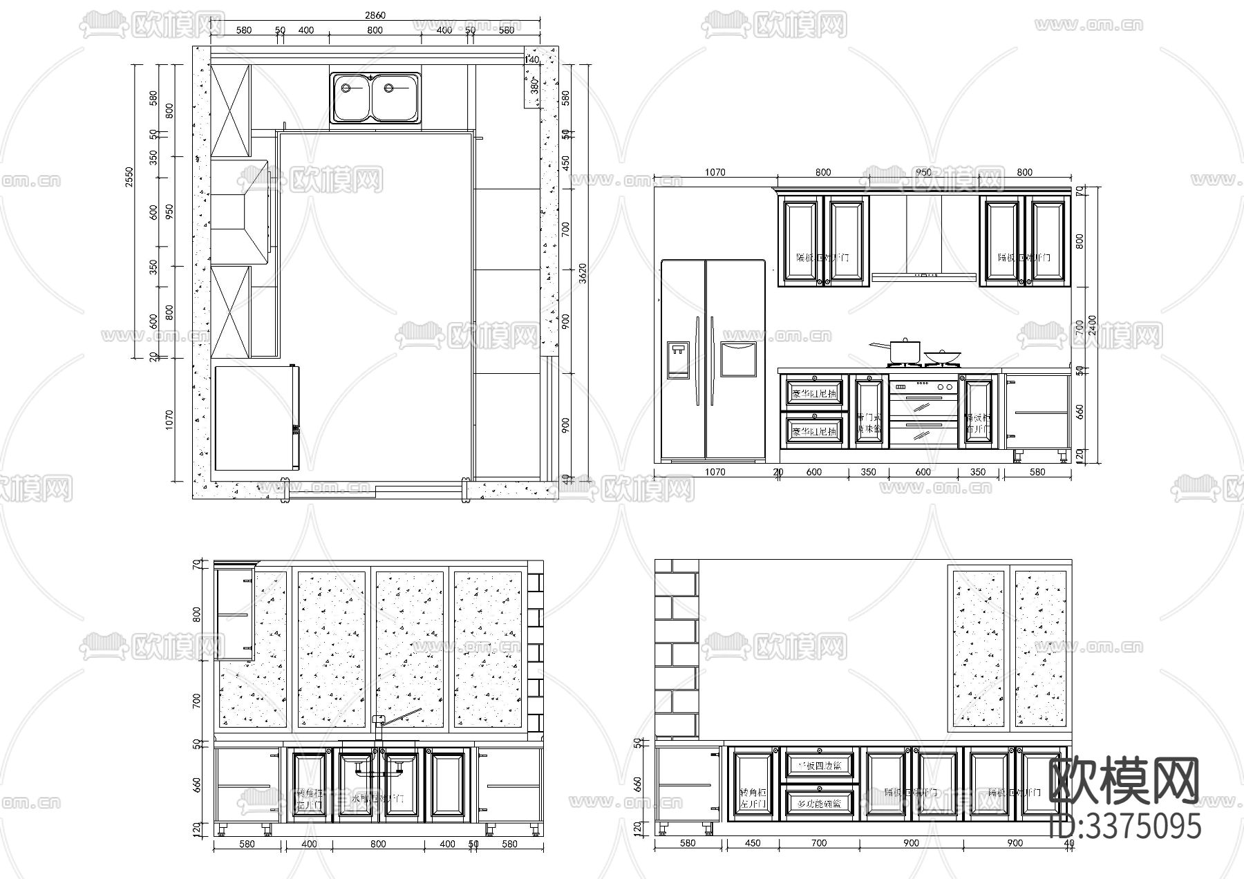 橱柜CAD图库下载（渲染图4）