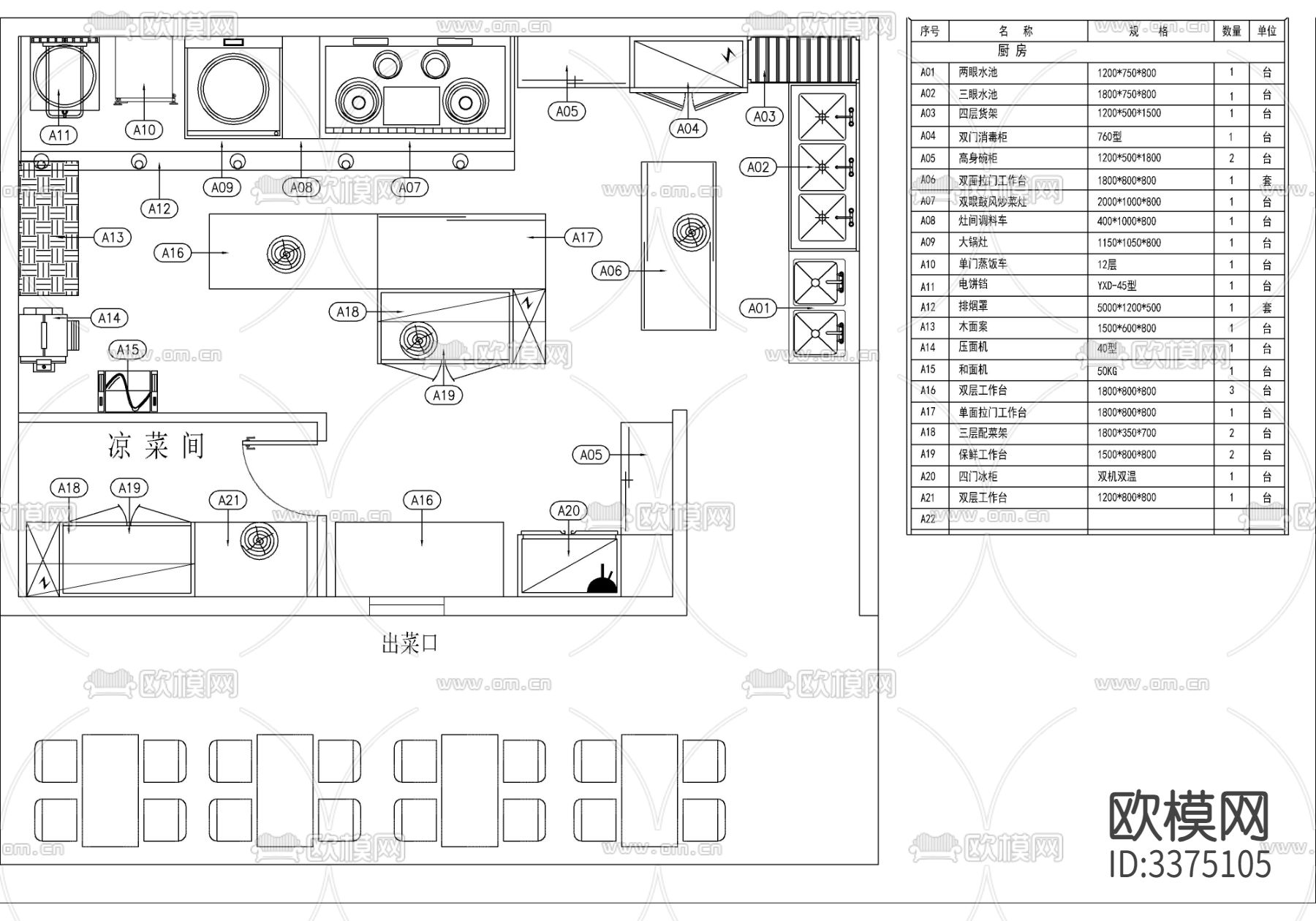 餐饮餐厅CAD图库下载（渲染图7）