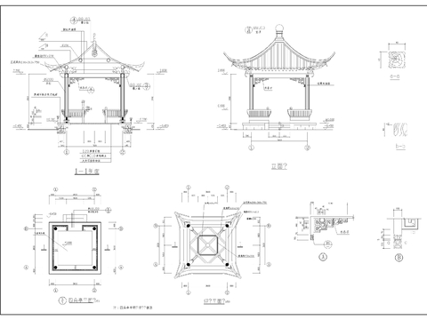  觀景亭建筑cad施工圖 