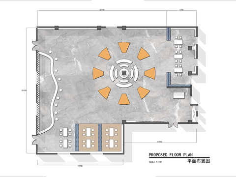  450㎡创意图书馆cad平面图 