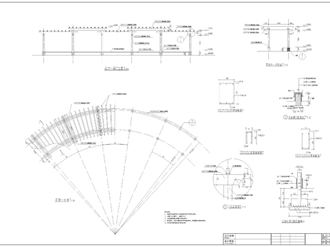  弧型花架cad施工图 