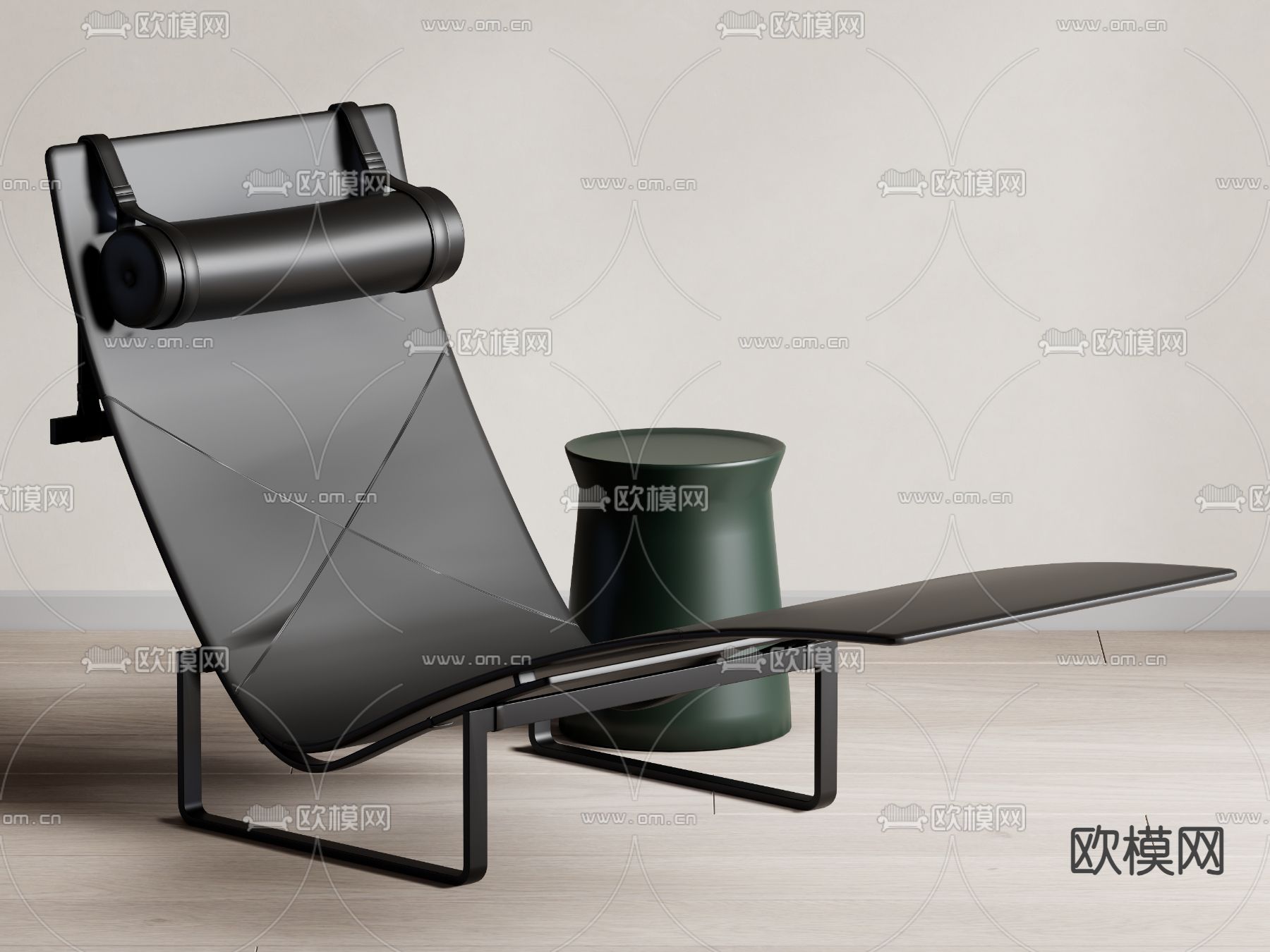 现代休闲椅 躺椅su模型下载（渲染图2）
