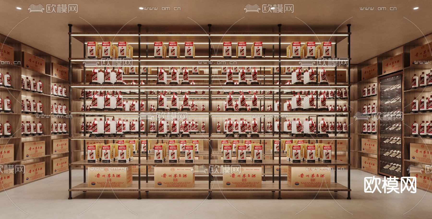 现代酒窖 藏酒室su模型下载（渲染图2）