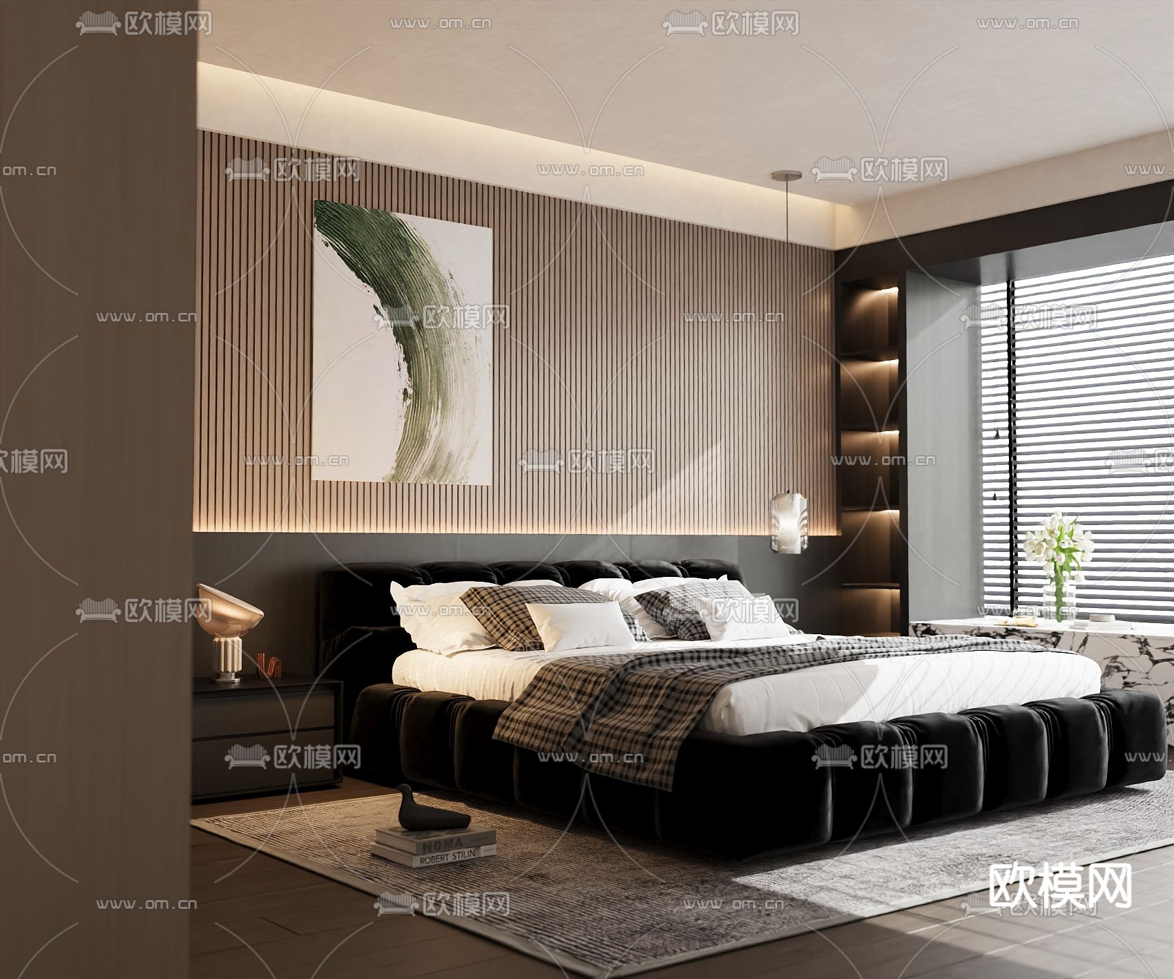 意式双人床3d模型下载