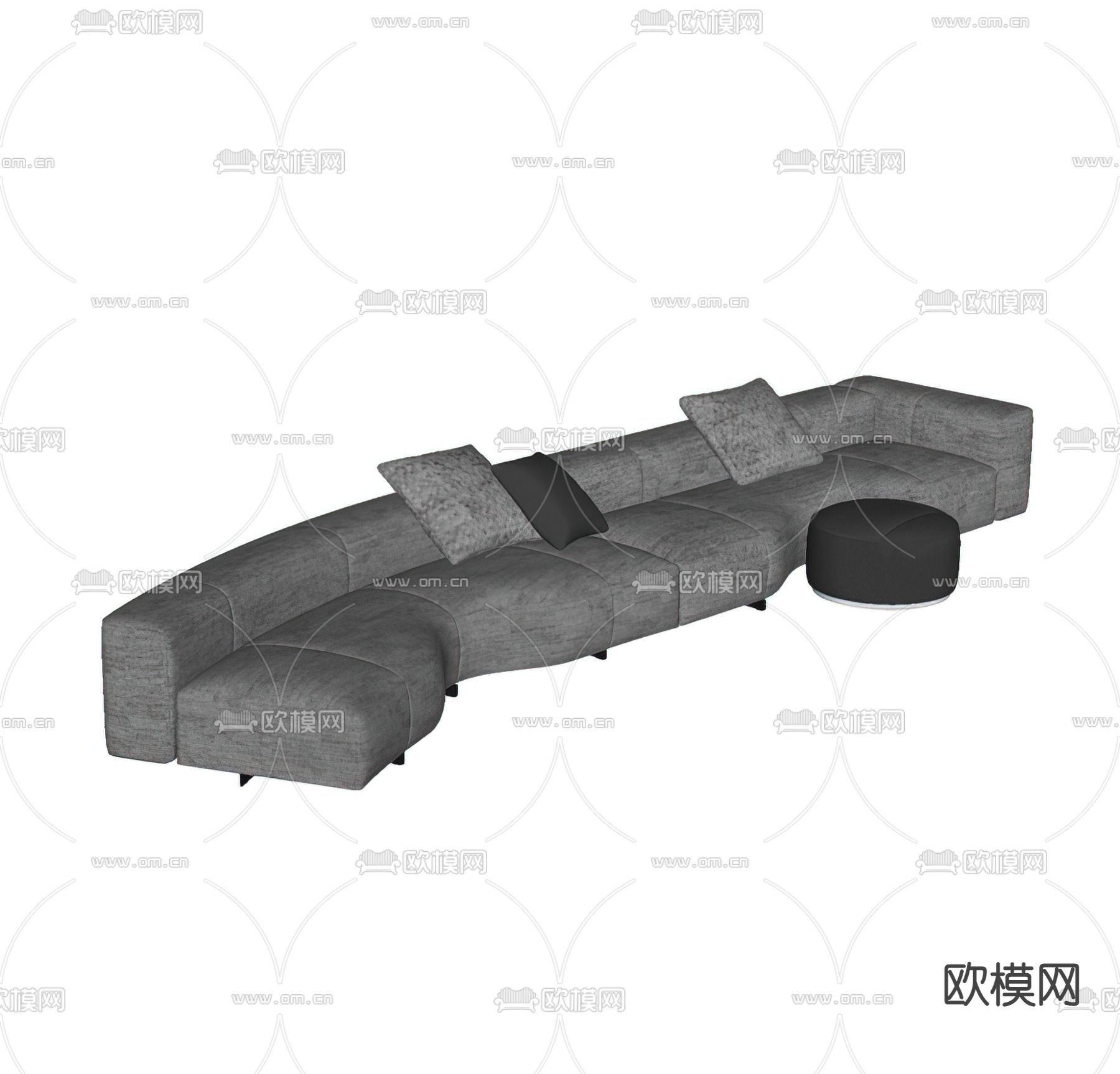 Minotti 多人沙发 布艺沙发su模型下载（渲染图1）