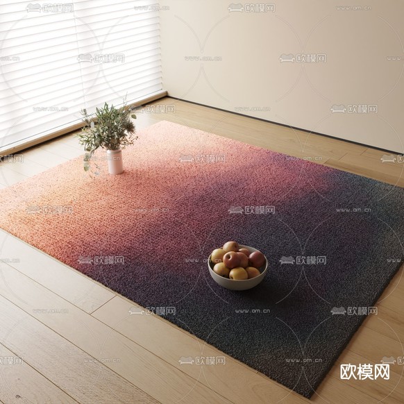 现代地毯 黑红色地毯3d模型下载