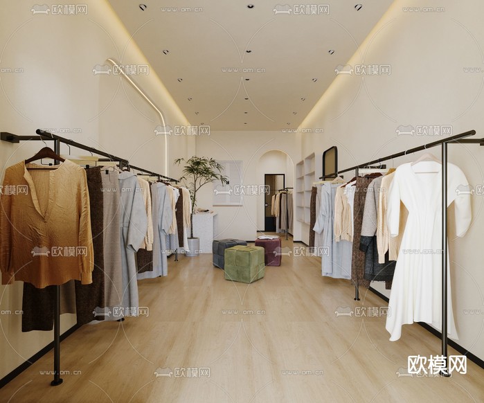 现代服装店门头3d模型下载(渲染图2)