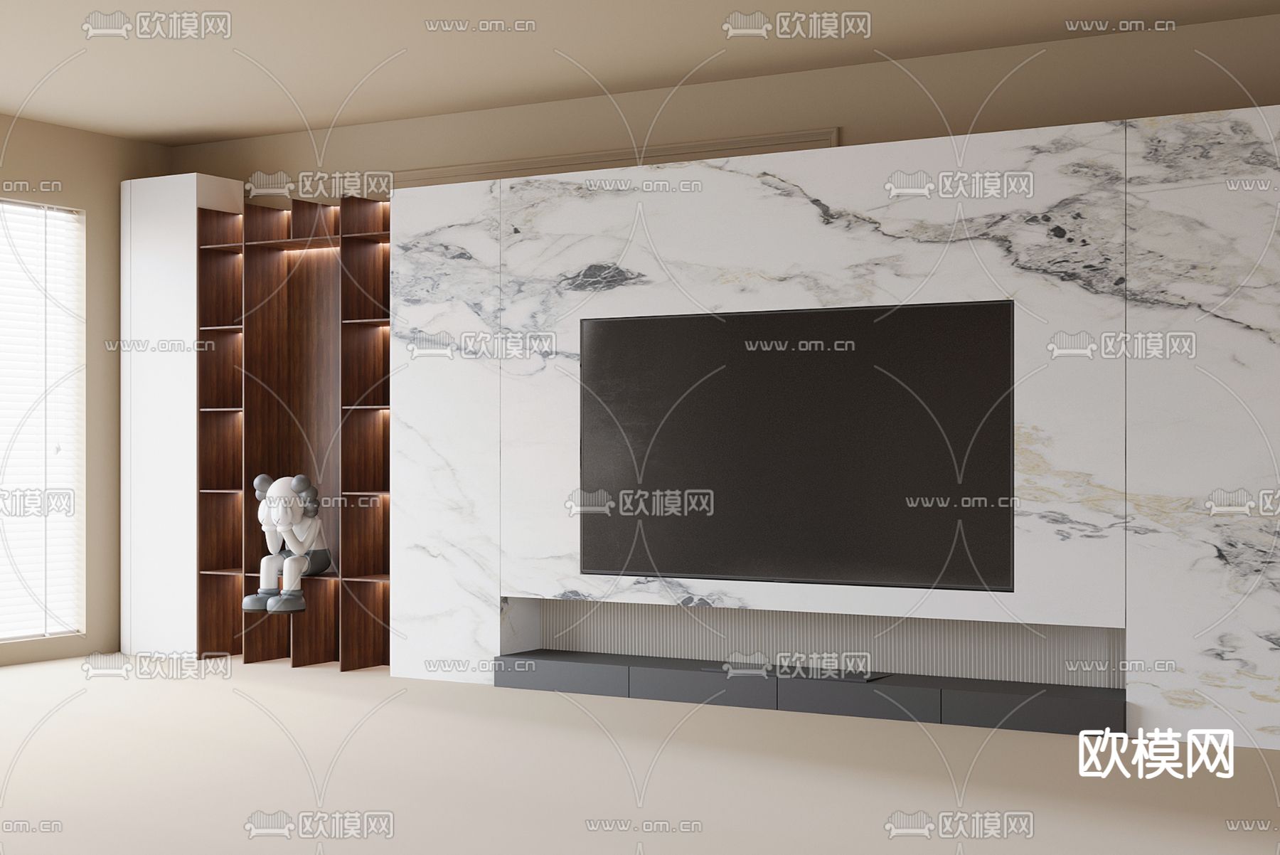 电视背景3d模型下载