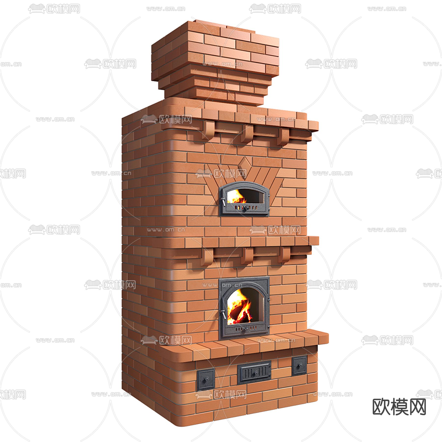 壁炉 砖炉3d模型下载