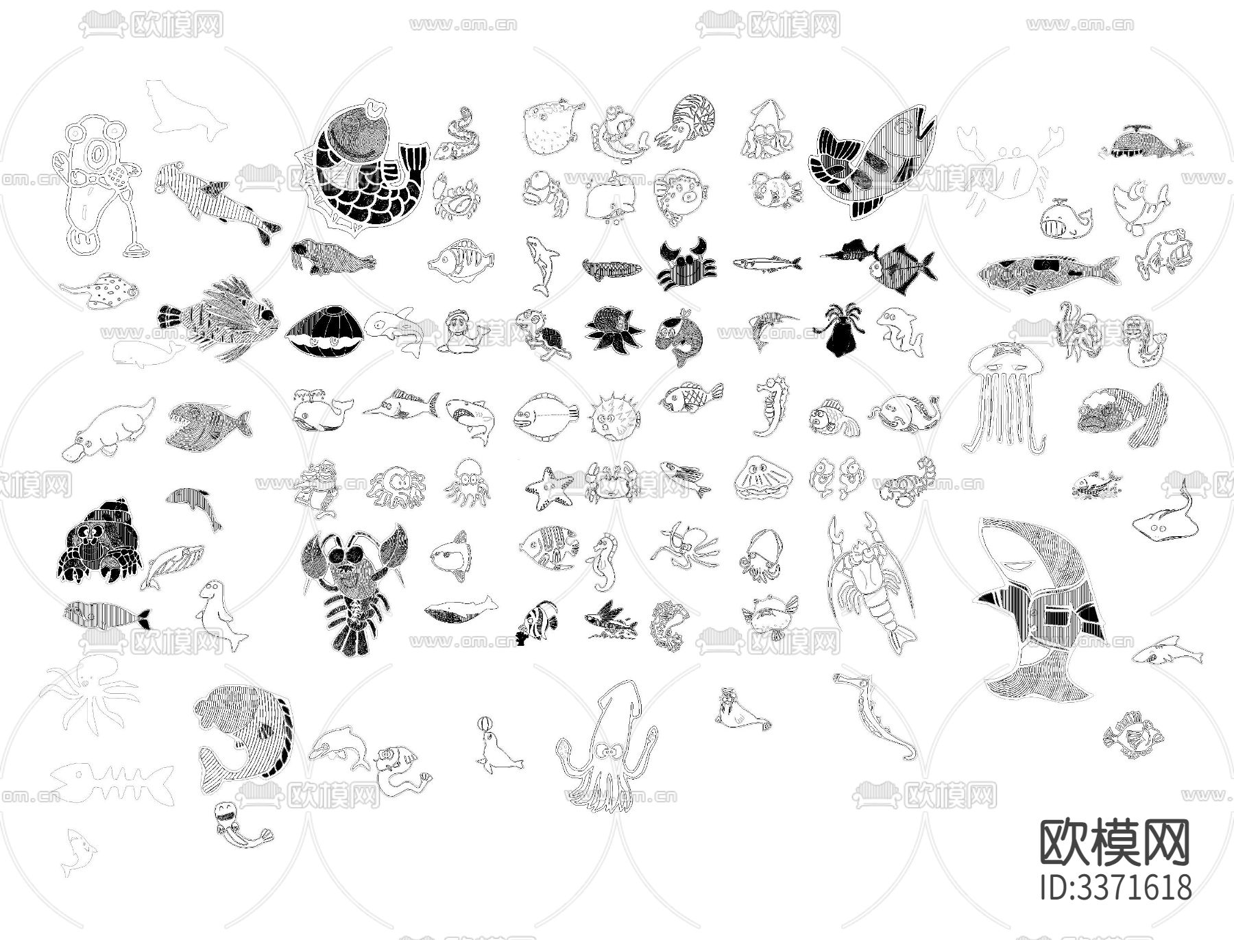 海洋生物CAD图库下载（渲染图4）
