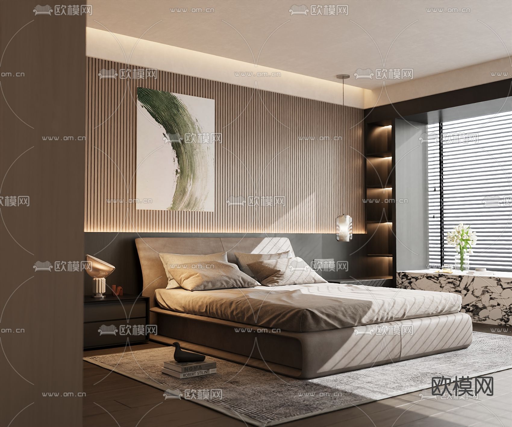 意式双人床3d模型下载