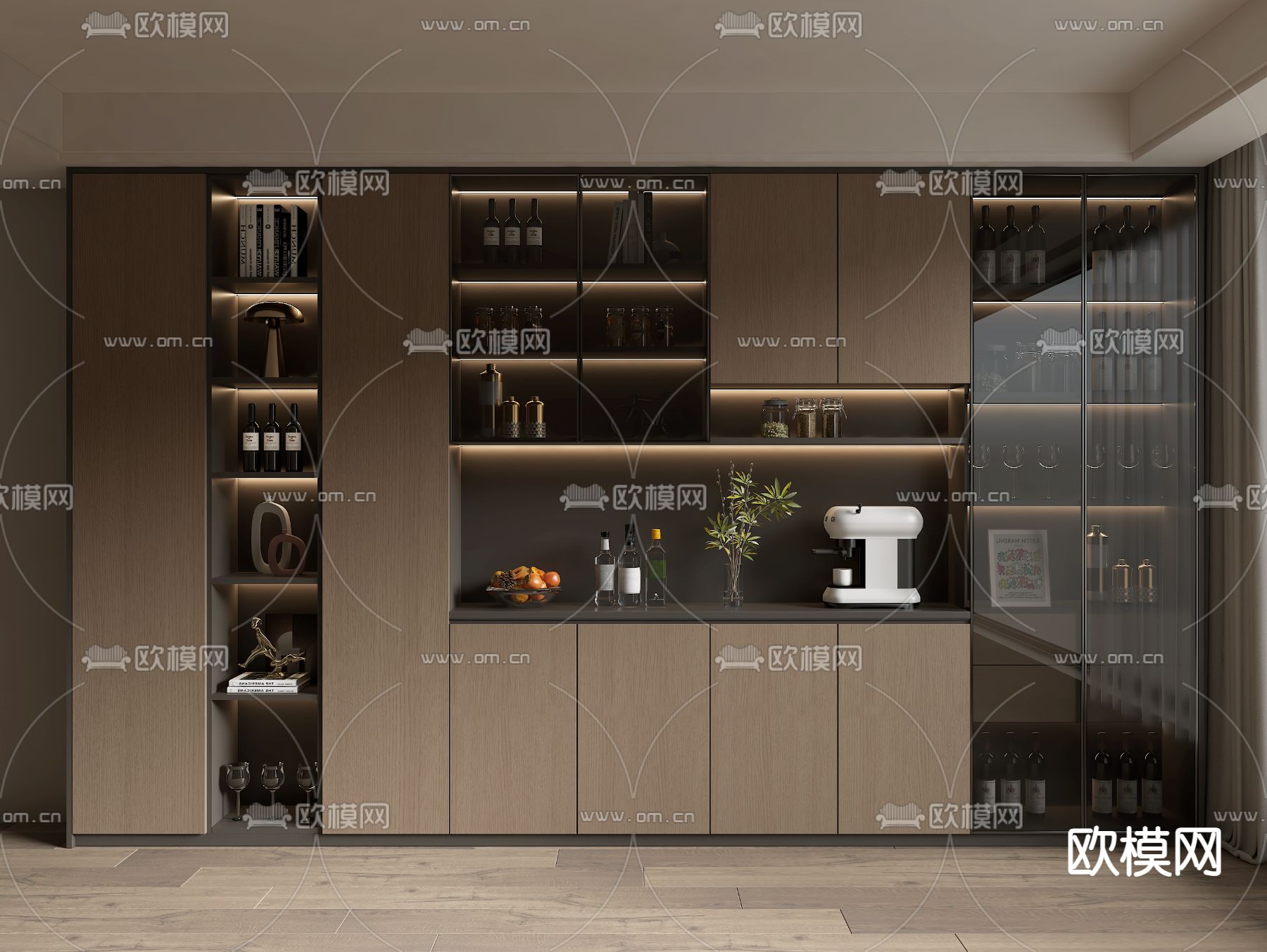 现代酒柜 餐边柜3d模型下载