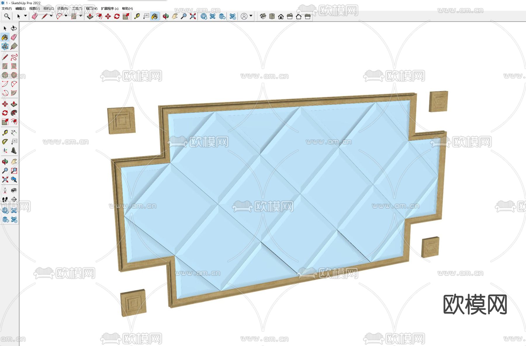 简欧墙镜 装饰镜 镜子su模型下载（渲染图1）