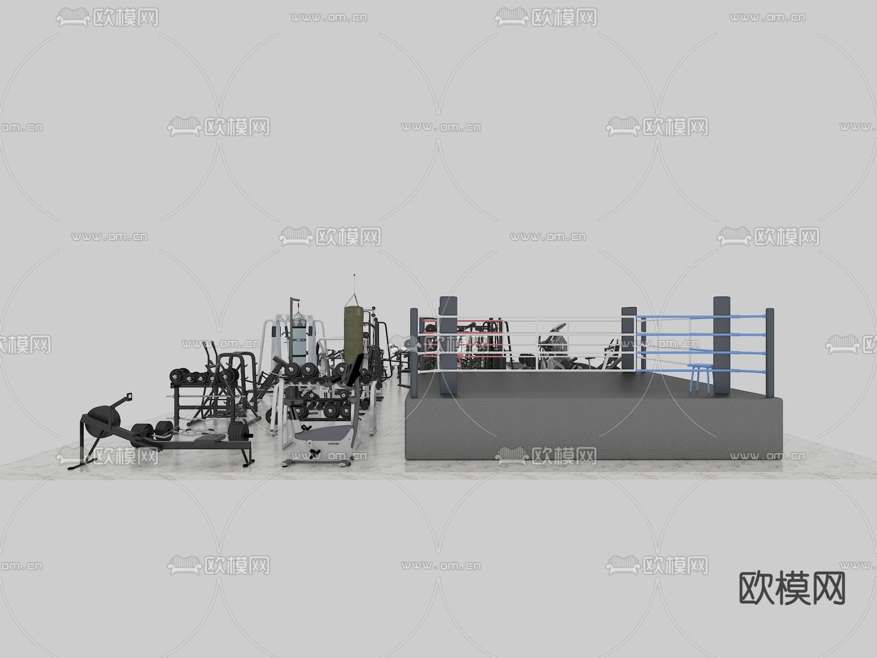 健身器械 健身器材 跑步机3d模型下载（渲染图4）