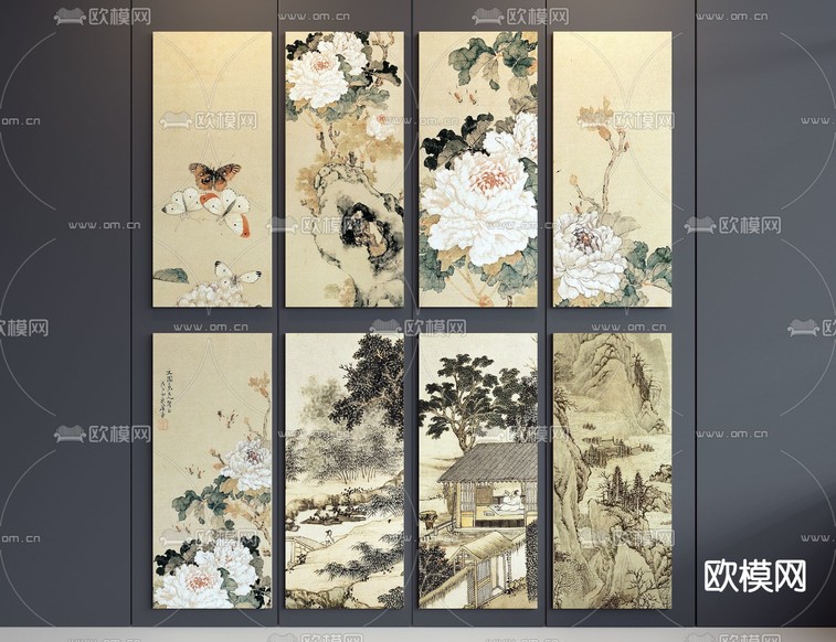 中古风挂画 花鸟画 古画3d模型下载