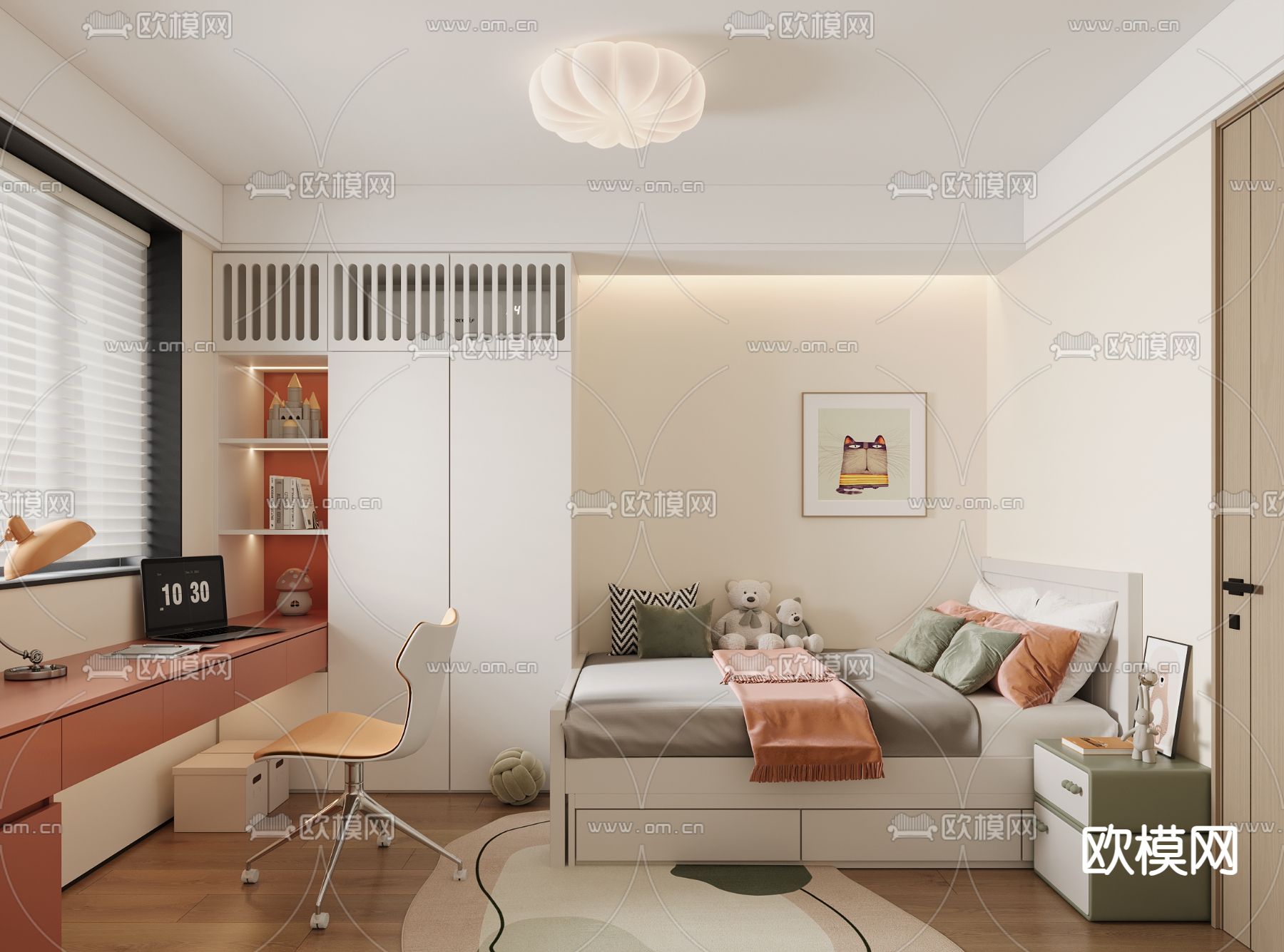 现代卧室 女孩房3d模型下载