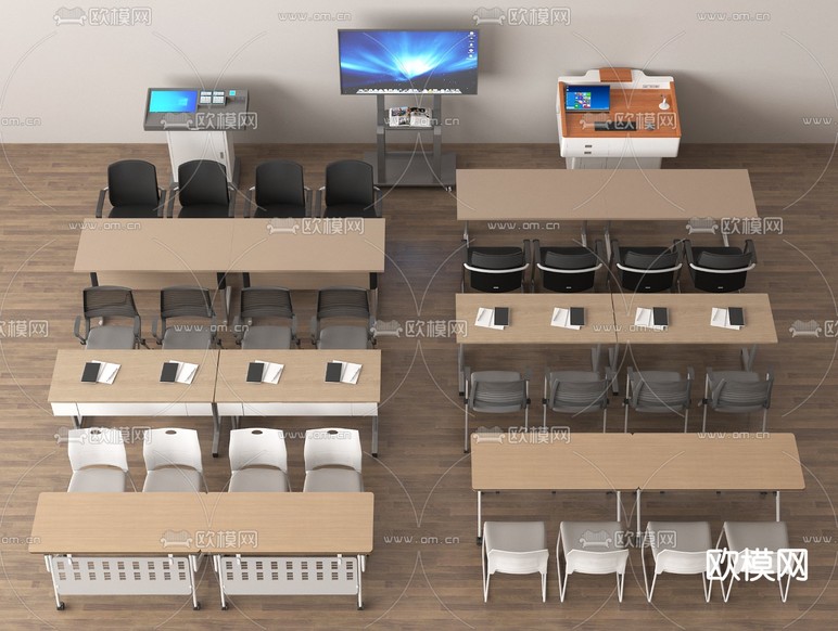 现代会议桌椅 办公桌椅3d模型下载