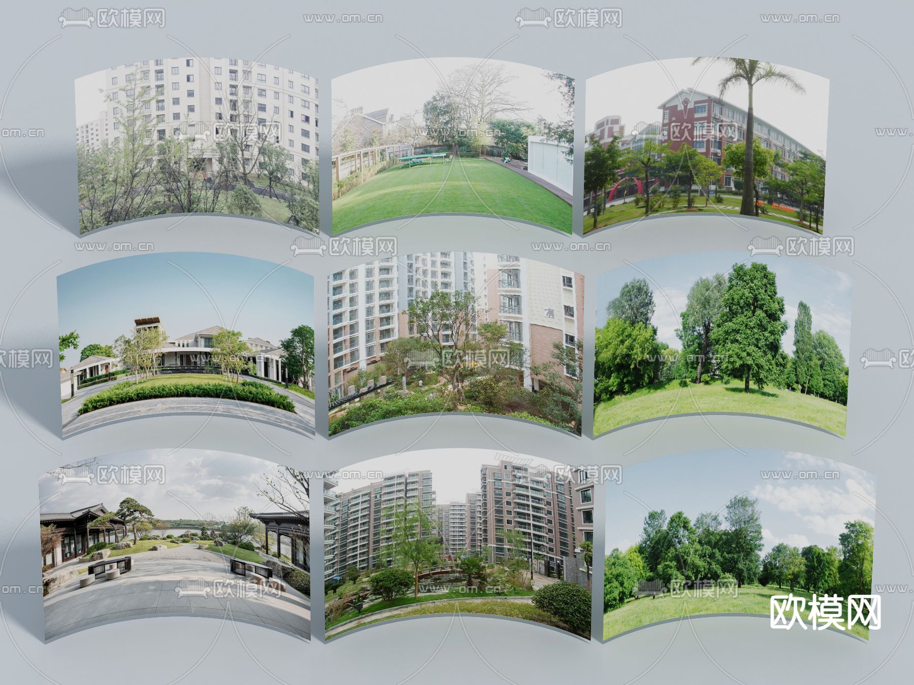 现代小区外景 园林景观 外景贴图su模型下载（渲染图2）