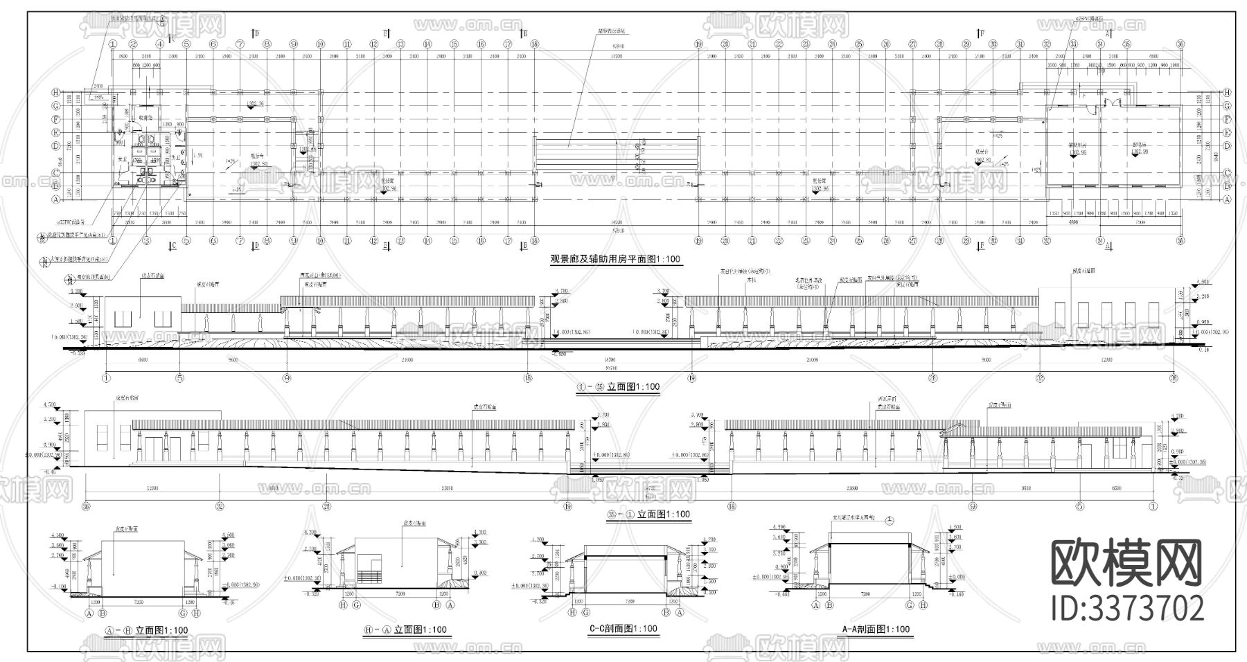 亭廊cad大样图下载（渲染图1）