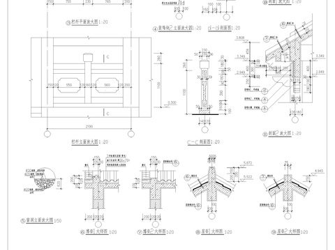  亭廊建筑CAD施工圖 