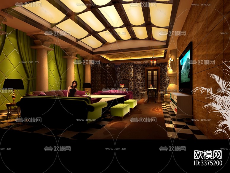 俱乐部cad施工图下载(渲染图5)