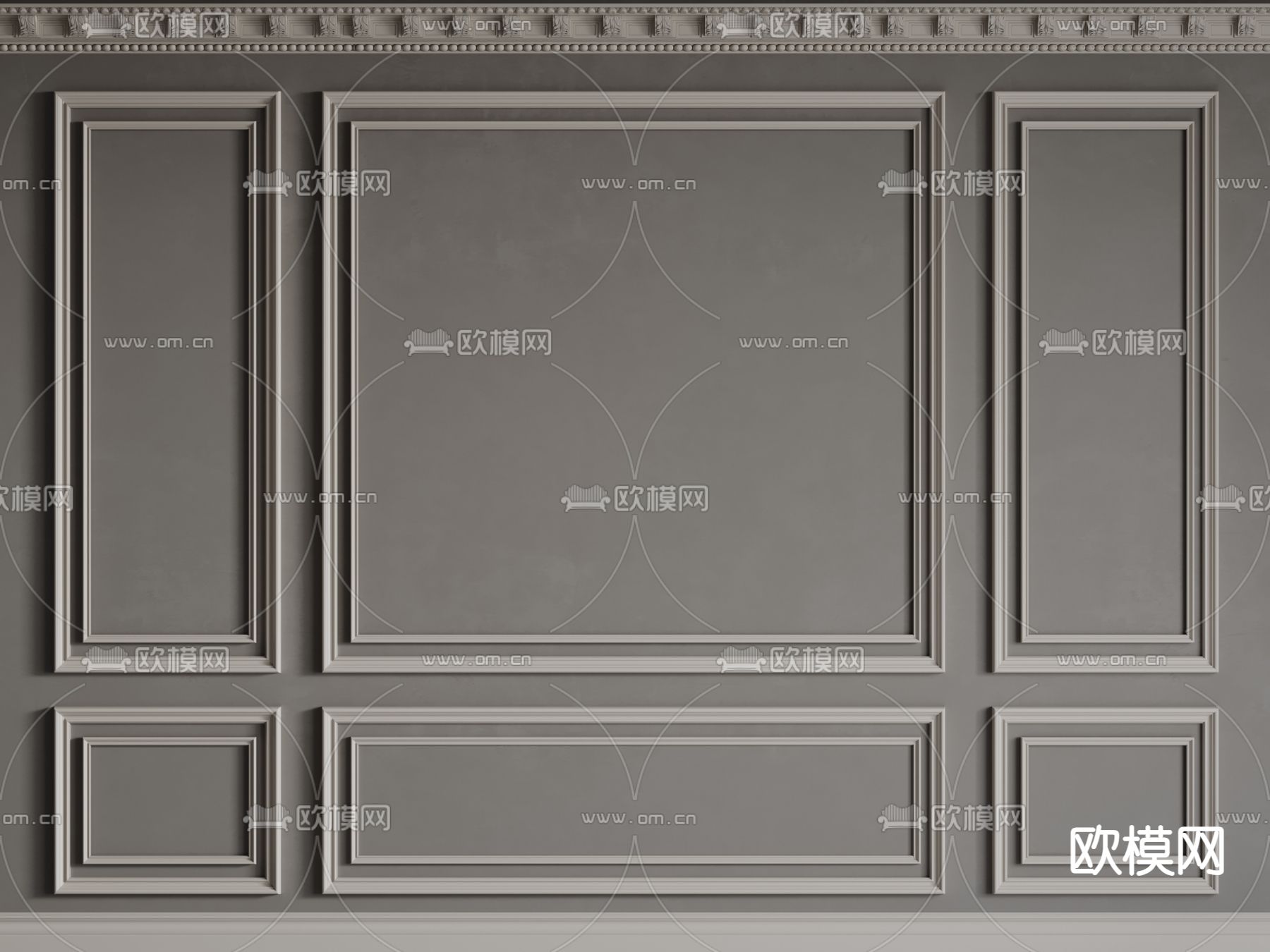 法式背景墙 雕花线条3d模型下载