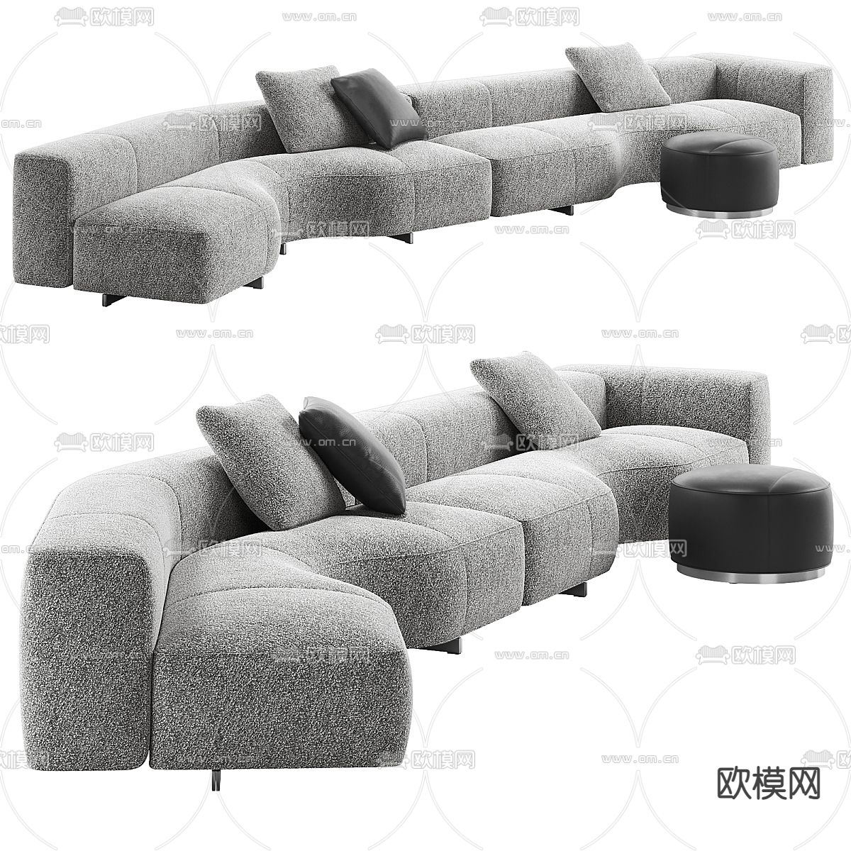 Minotti 多人沙发 布艺沙发su模型下载（渲染图2）