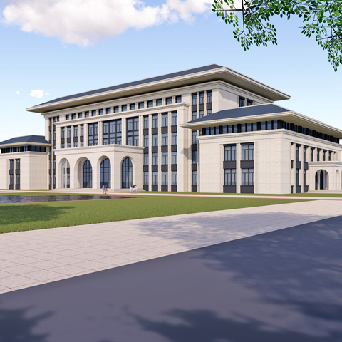 新中式办公楼 建筑外观su模型