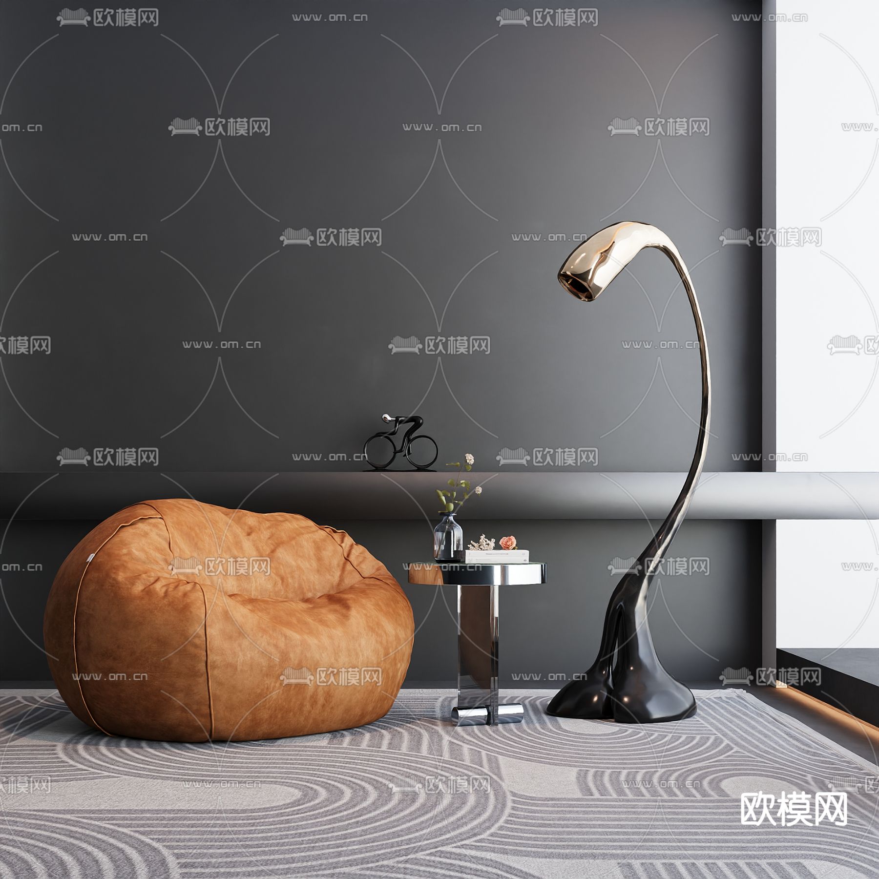 意式休闲沙发3d模型下载