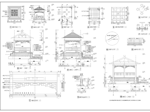  涼亭CAD施工圖 