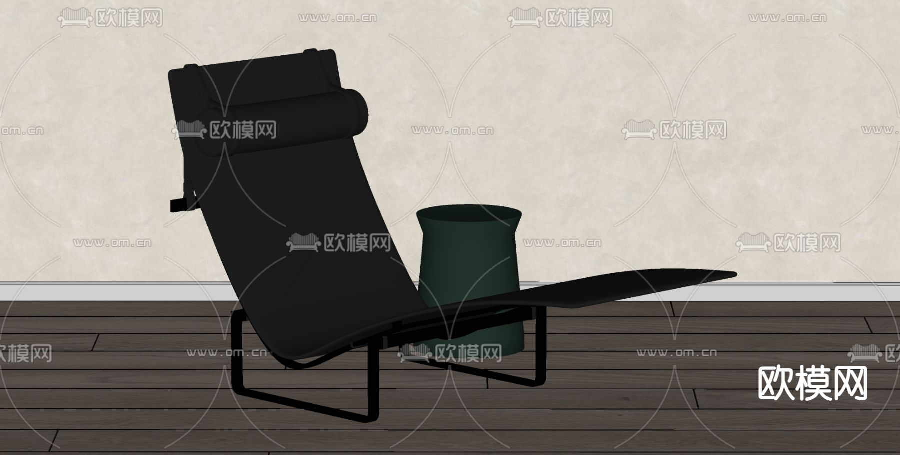 现代休闲椅 躺椅su模型下载（渲染图1）
