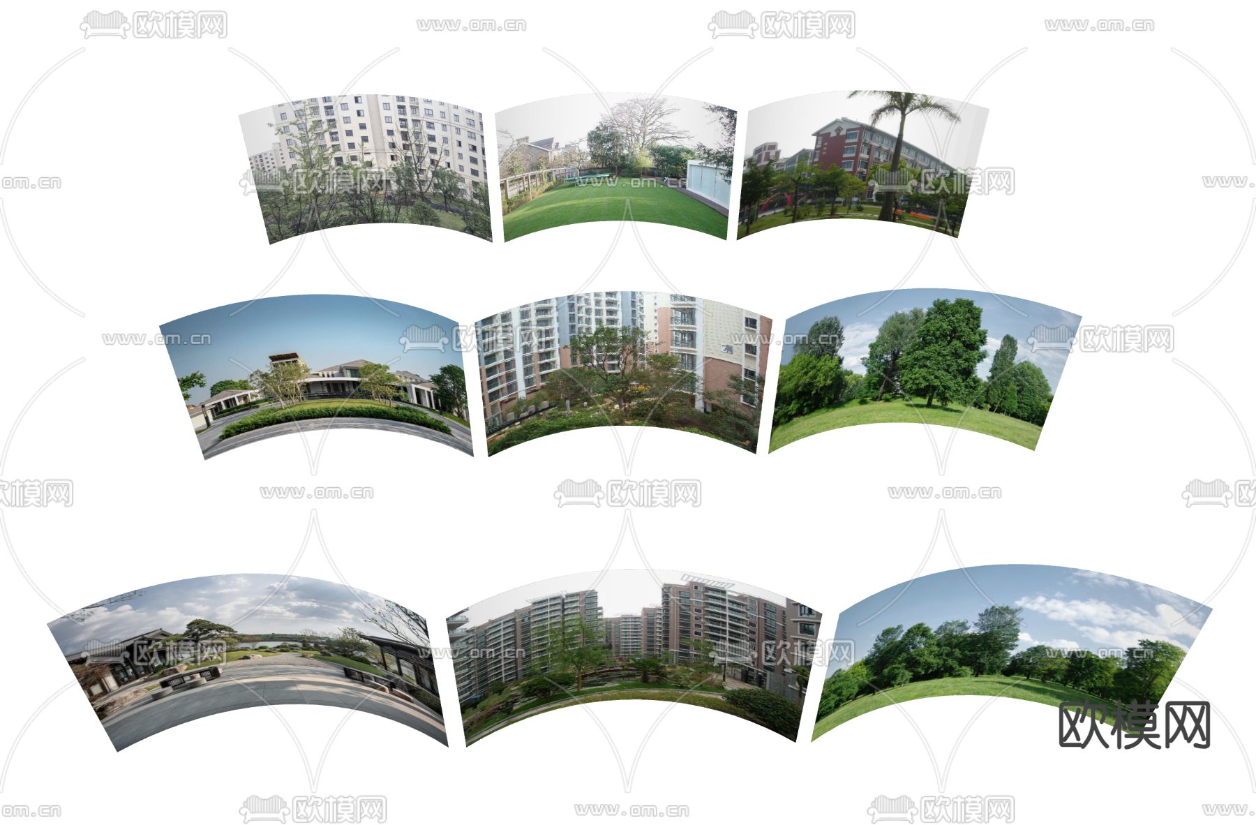 现代小区外景 园林景观 外景贴图su模型下载（渲染图1）