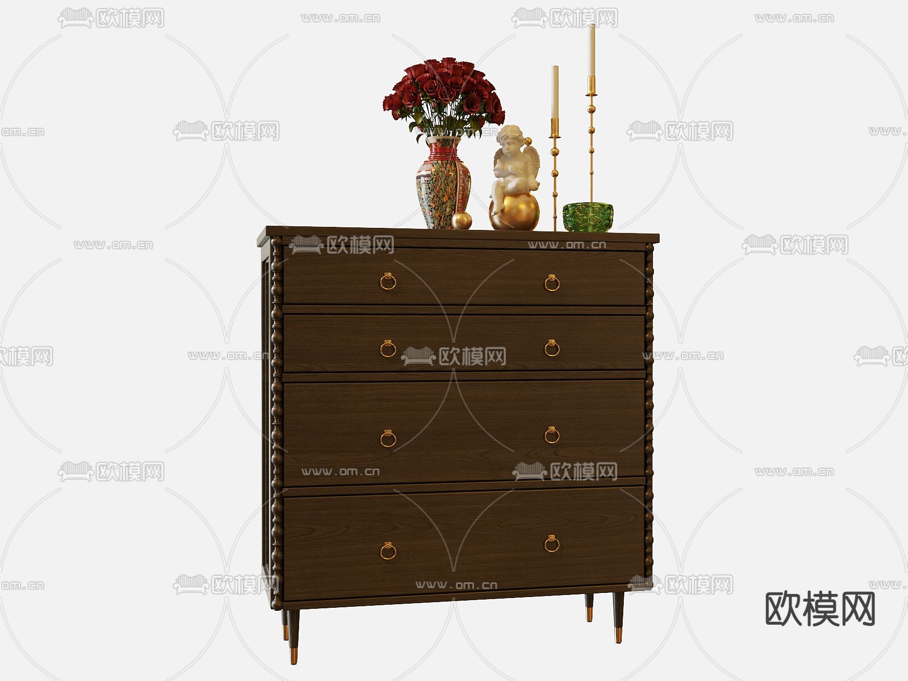 法式玄关柜 五斗柜3d模型下载