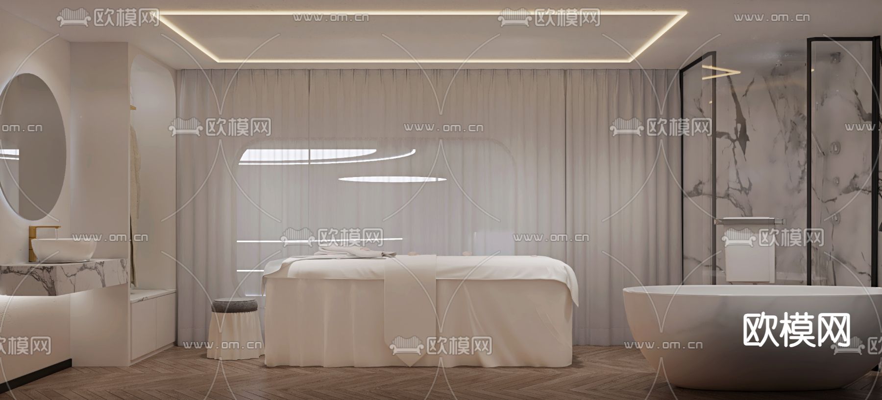 现代SPA 美容院 理疗室3d模型下载