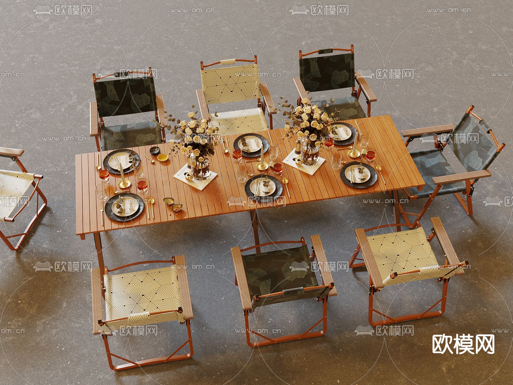 现代户外桌椅 露营桌椅3d模型下载