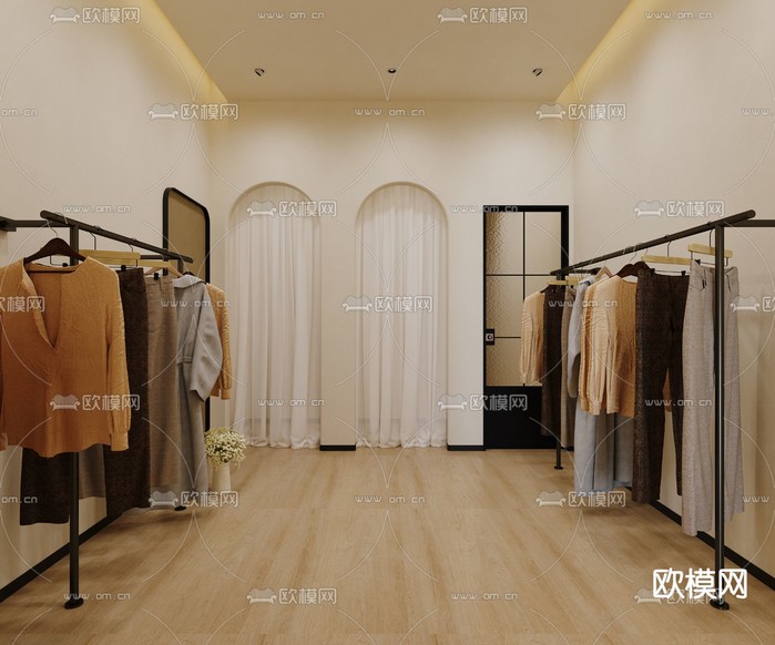 现代服装店门头3d模型下载(渲染图1)