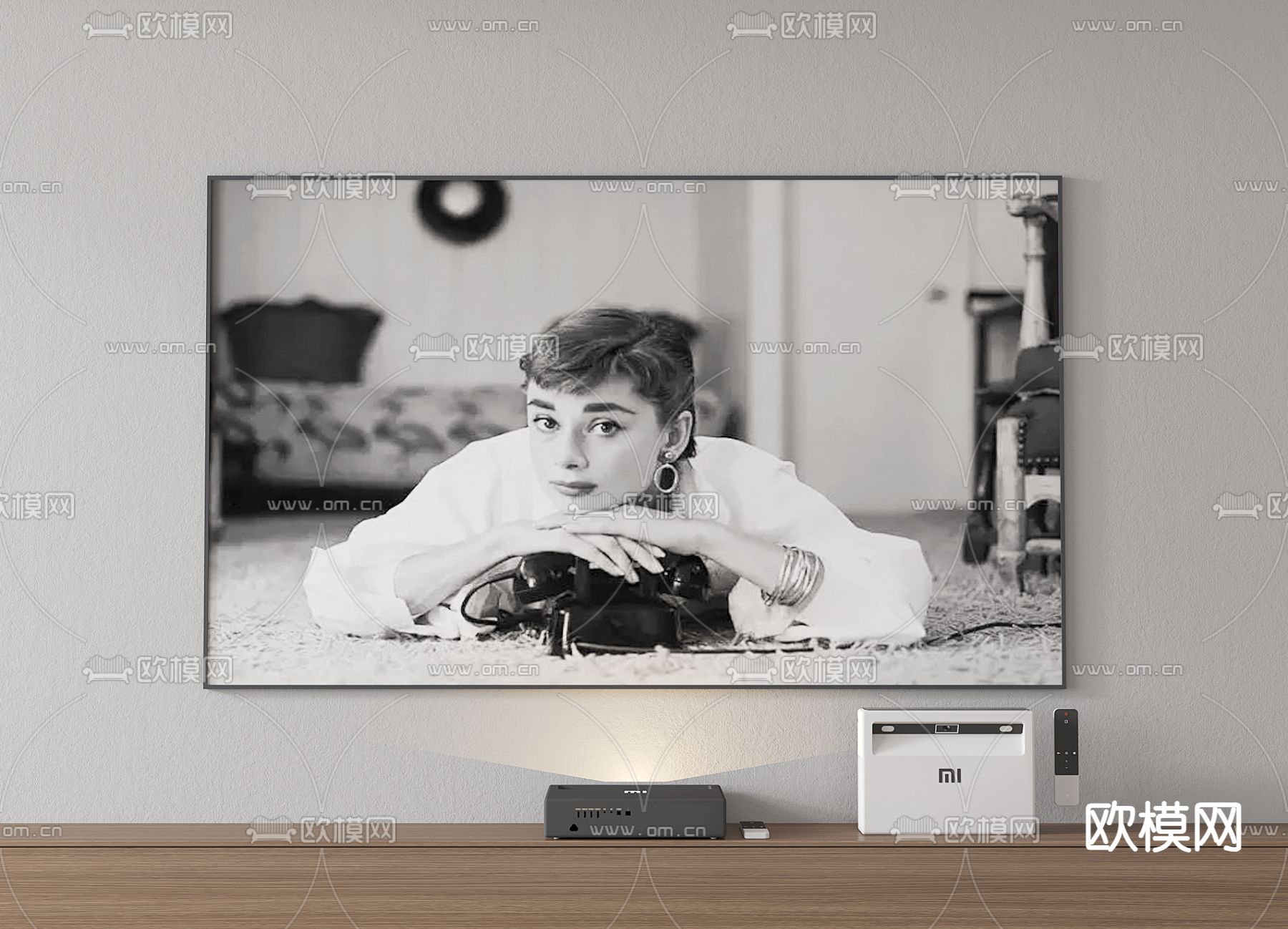 现代电视机 激光电视 壁挂电视3d模型下载